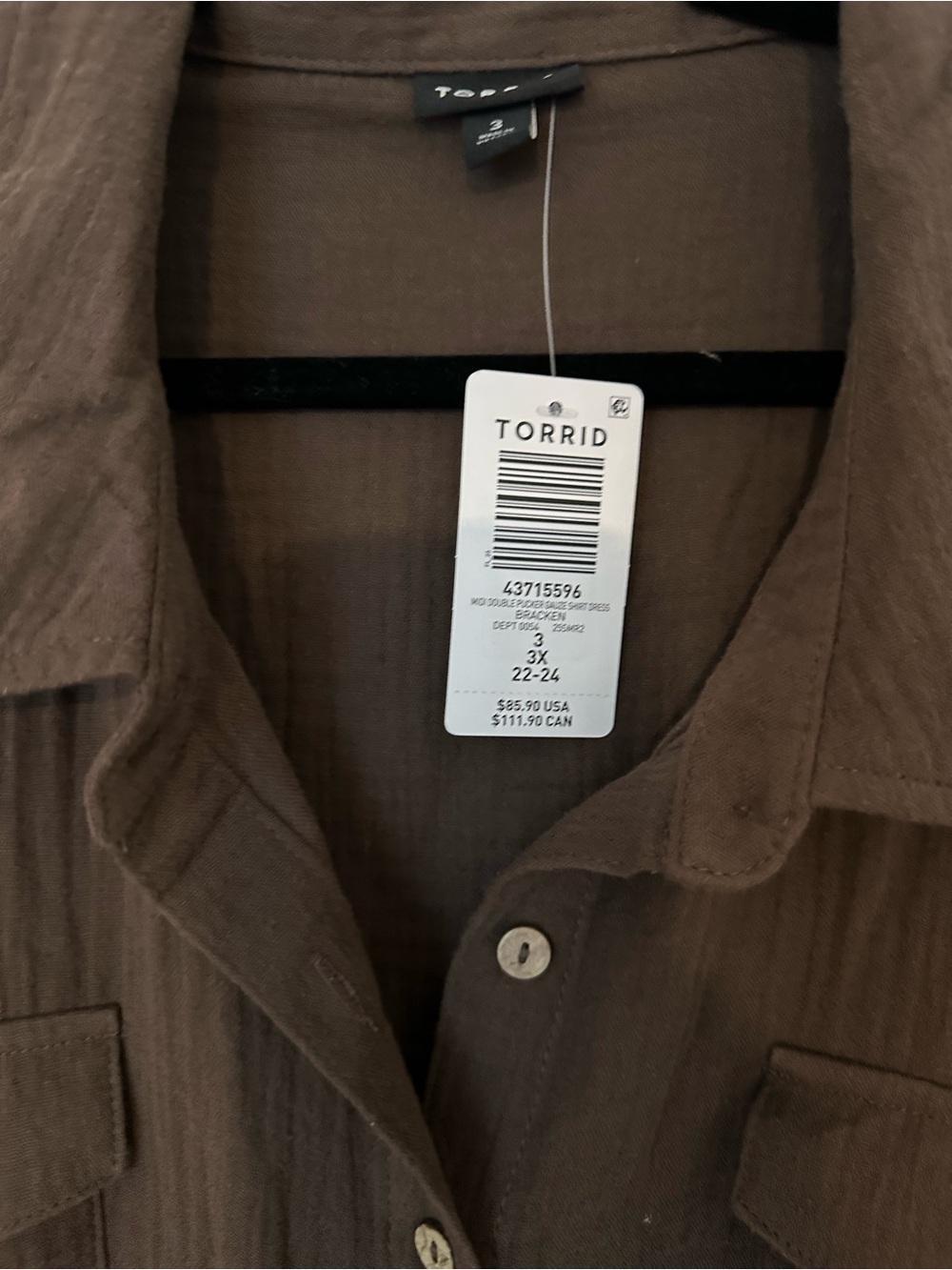 torrid Brown Button-Front Belted Midi Shirt Dress - Picture 4 of 4